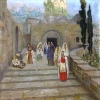 Women leaving the church at Ani